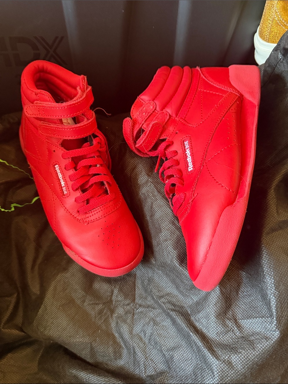 Reebok Kids Red High-Top Sneakers with Hook-and-Loop Strap